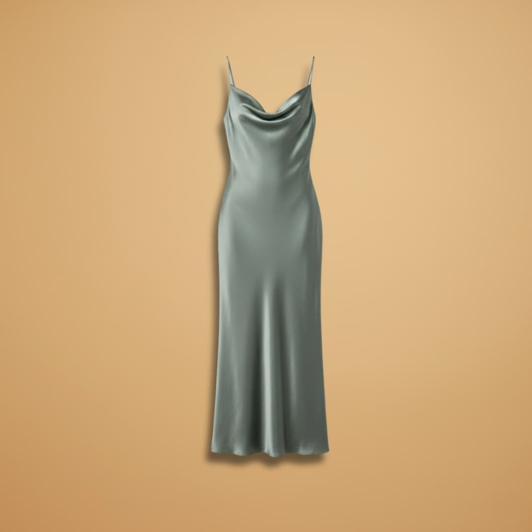 Irina | Vestido Comprido de Cetim Mulher Alças Ajustáveis