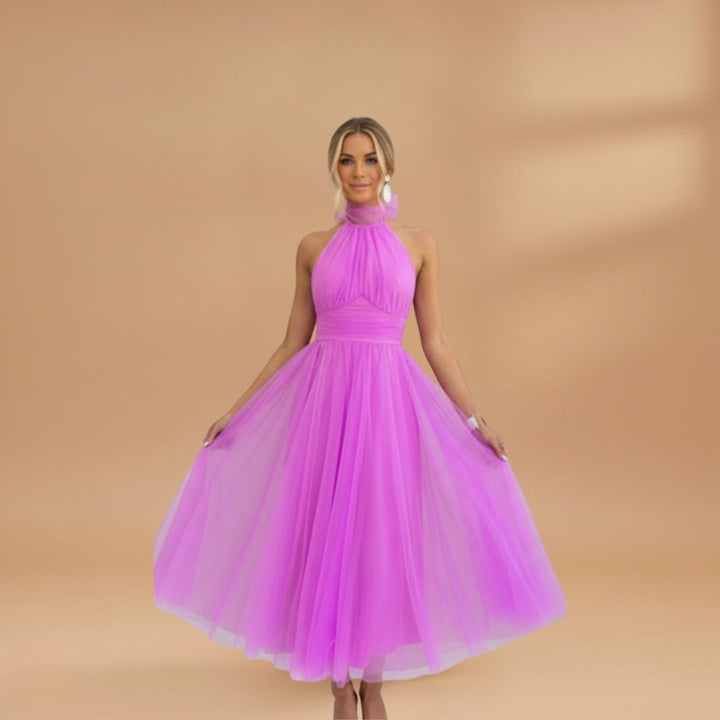 Inês | Vestido Comprido de Festa Mulher Decote Halter Tule