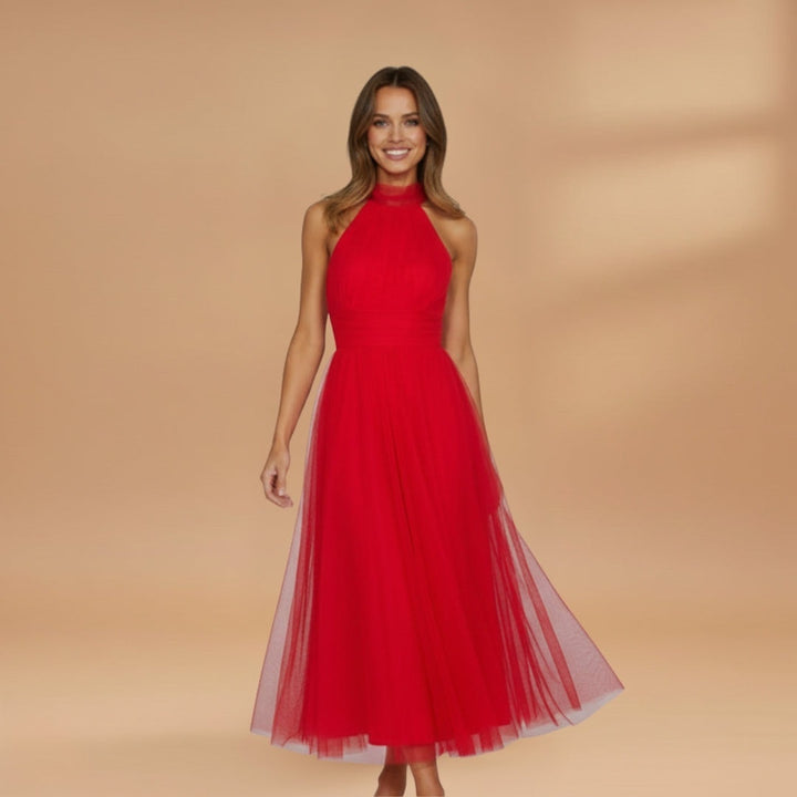 Inês | Vestido Comprido de Festa Mulher Decote Halter Tule