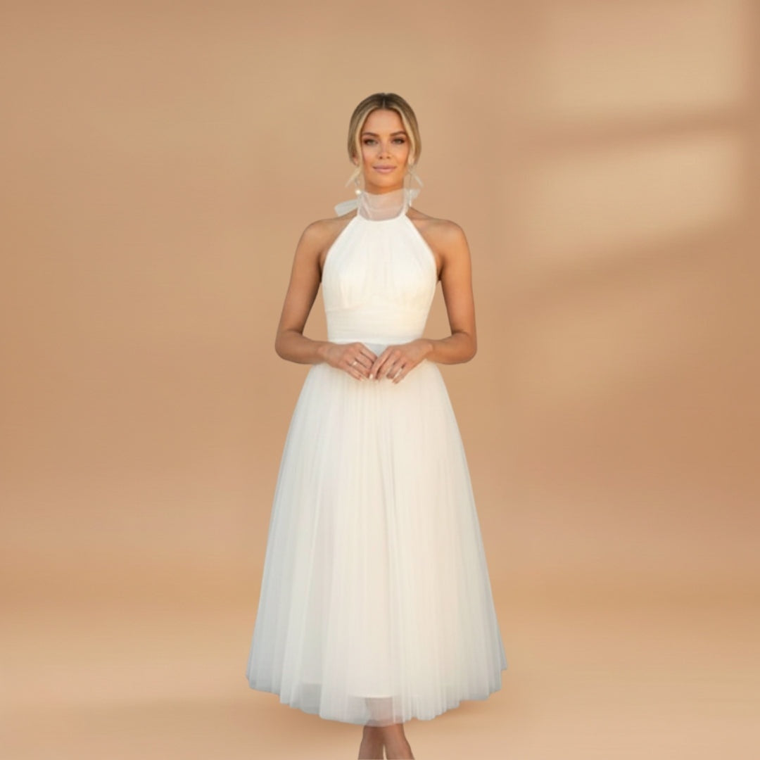 Inês | Vestido Comprido de Festa Mulher Decote Halter Tule