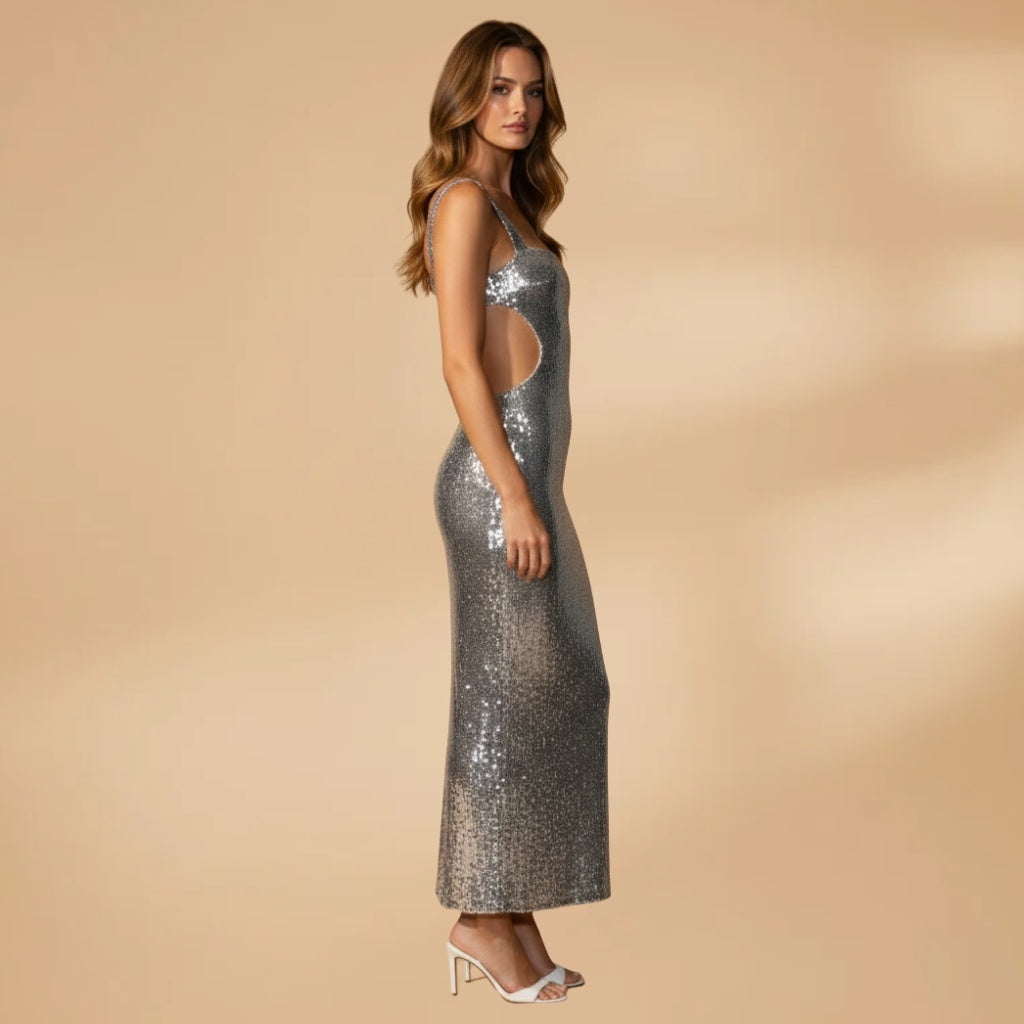 Patrícia | Vestido Comprido de Lantejoulas Mulher Festa