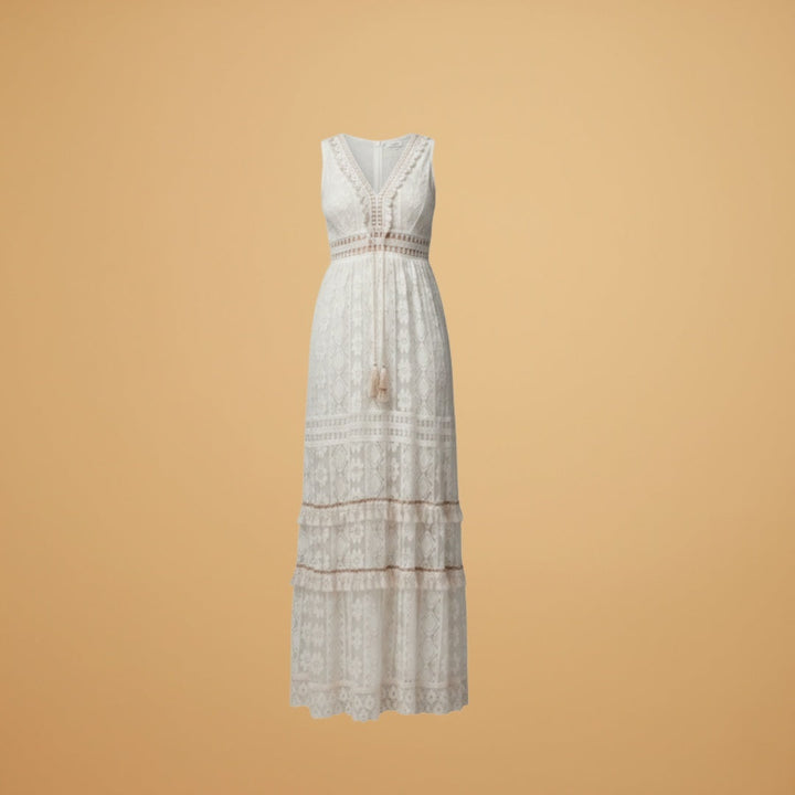 Teresa | Vestido Comprido de Renda Mulher Decote V