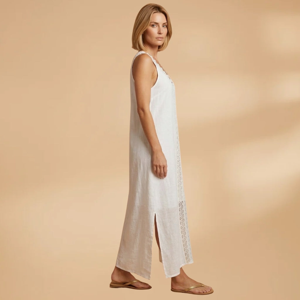 Fátima | Vestido Comprido de Renda Mulher Decote V