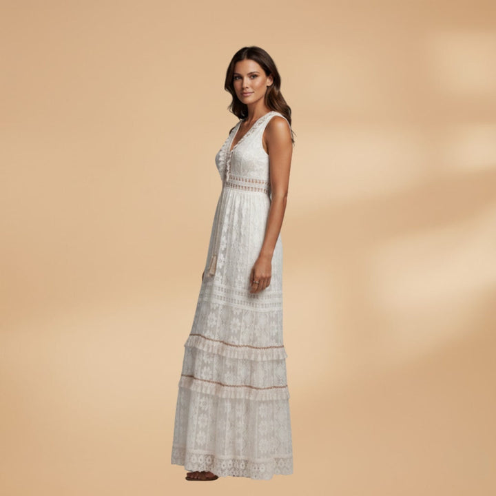 Teresa | Vestido Comprido de Renda Mulher Decote V