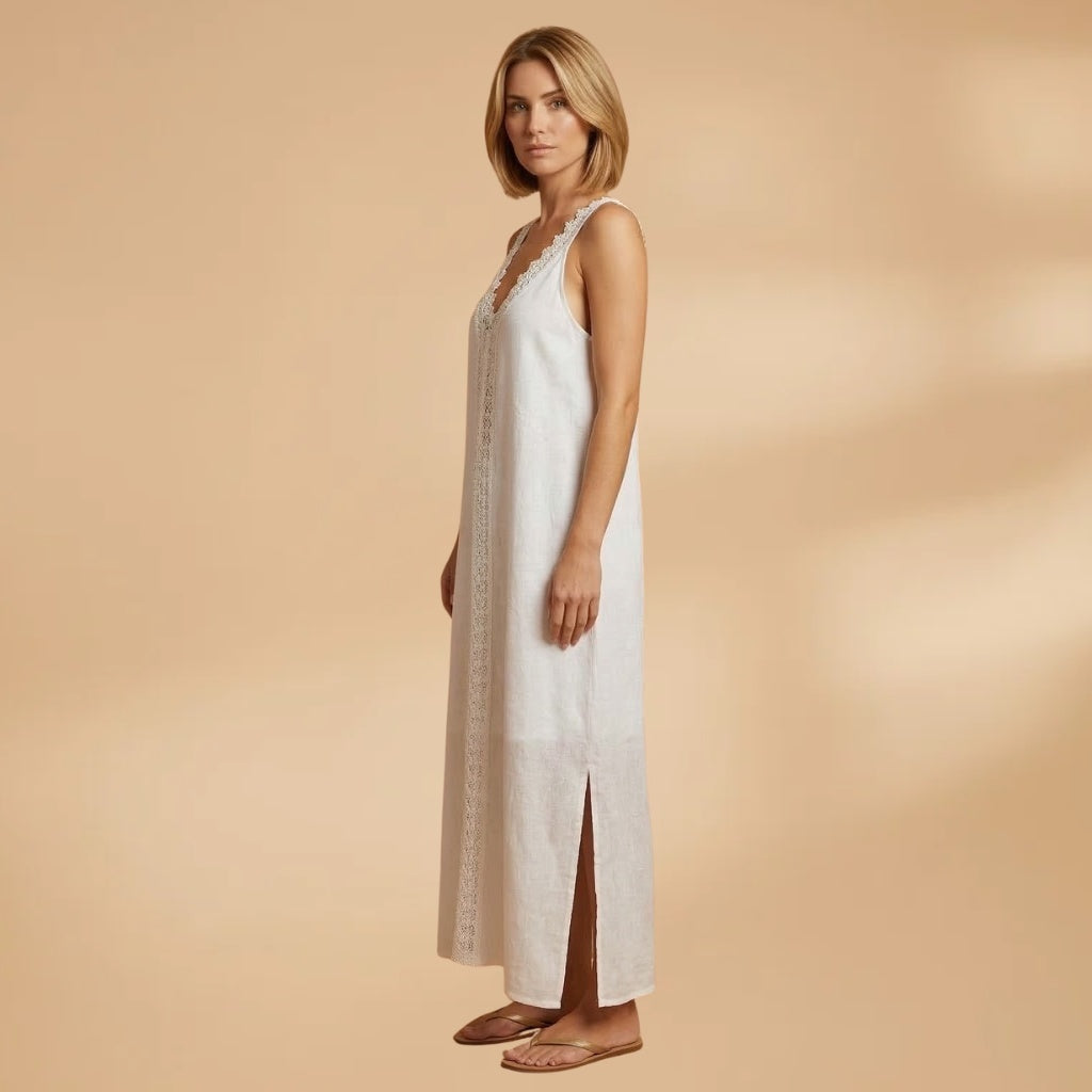 Fátima | Vestido Comprido de Renda Mulher Decote V