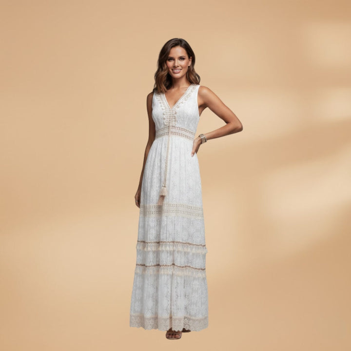 Teresa | Vestido Comprido de Renda Mulher Decote V