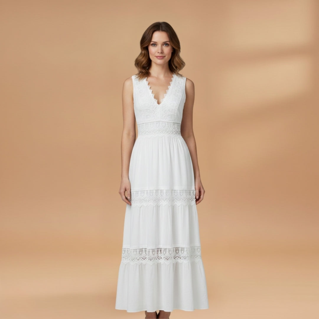 Joana | Vestido Comprido de Renda Mulher Sem Mangas