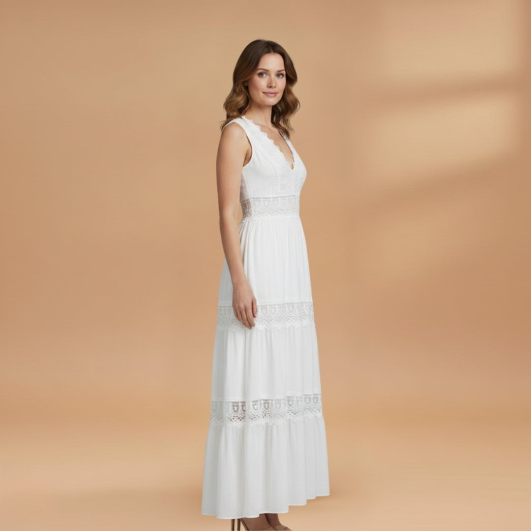 Joana | Vestido Comprido de Renda Mulher Sem Mangas