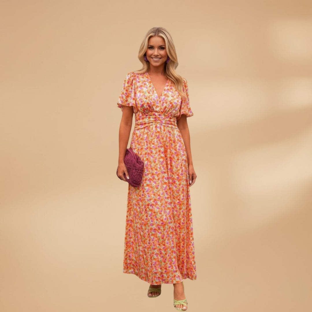 Helena | Vestido Comprido de Verão Envolvente Mulher Estampado