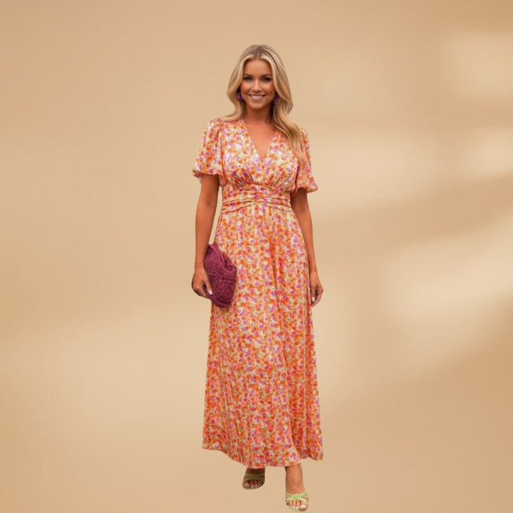 Helena | Vestido Comprido de Verão Envolvente Mulher Estampado