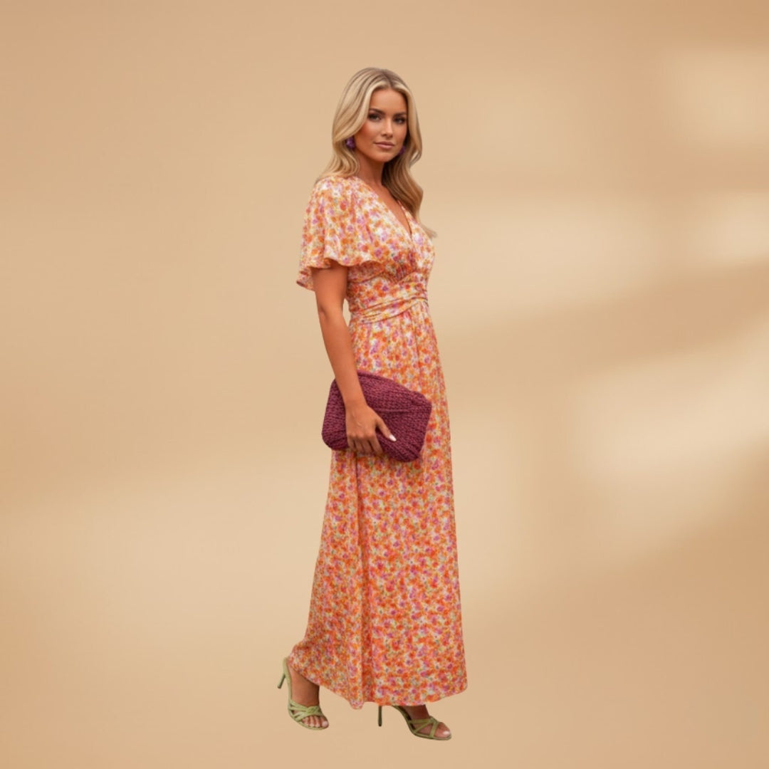 Helena | Vestido Comprido de Verão Envolvente Mulher Estampado