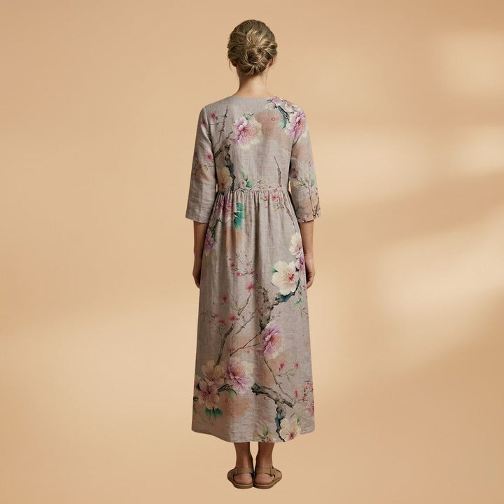 Rita | Vestido Comprido de Verão Estampado Floral Mulher Decote V