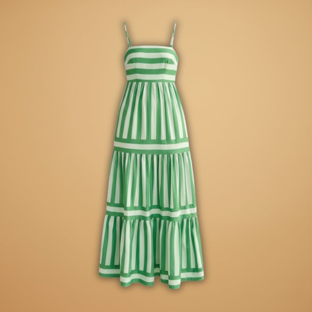Teresa | Vestido Comprido de Verão Mulher Alças Listrado