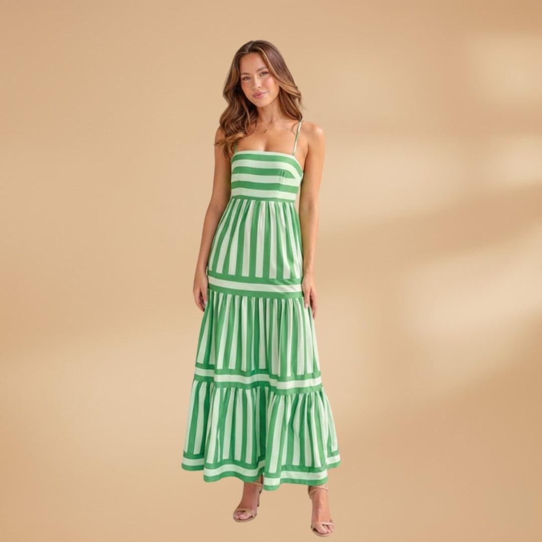 Teresa | Vestido Comprido de Verão Mulher Alças Listrado