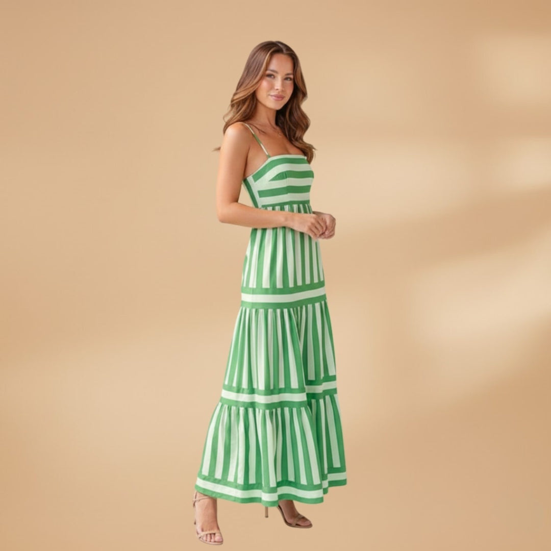 Teresa | Vestido Comprido de Verão Mulher Alças Listrado
