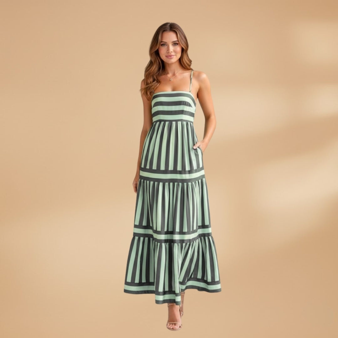 Teresa | Vestido Comprido de Verão Mulher Alças Listrado