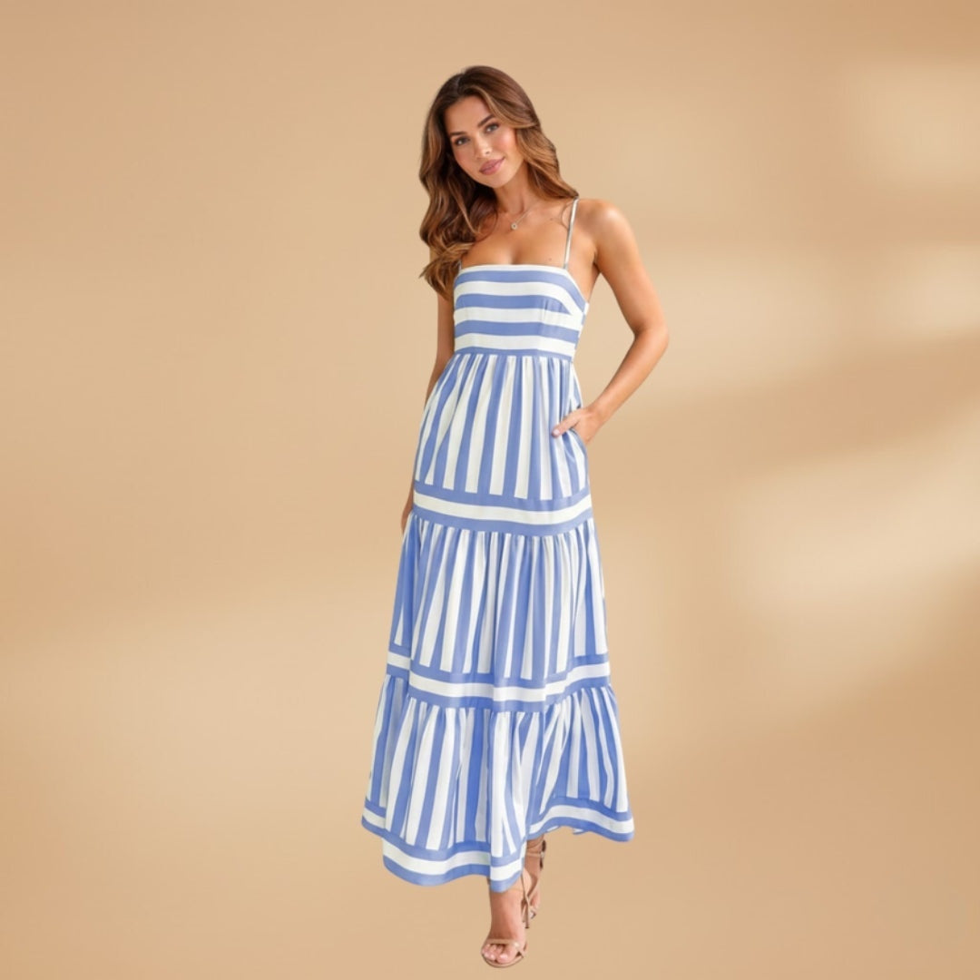 Teresa | Vestido Comprido de Verão Mulher Alças Listrado