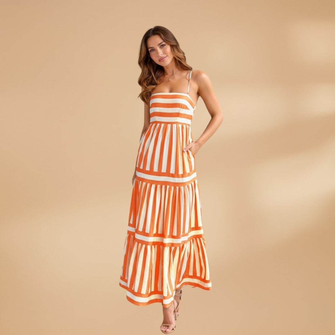Teresa | Vestido Comprido de Verão Mulher Alças Listrado