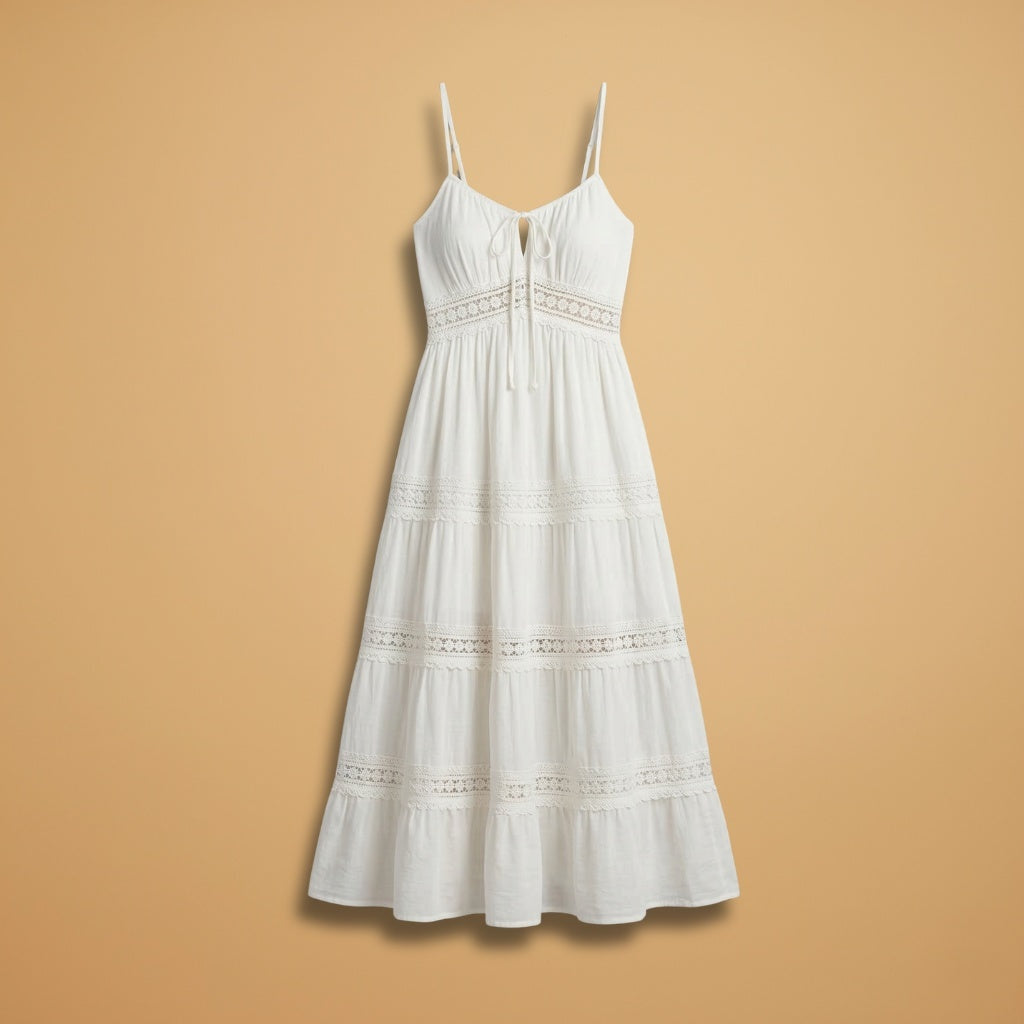 Aurora | Vestido Comprido de Verão Mulher Alças Renda