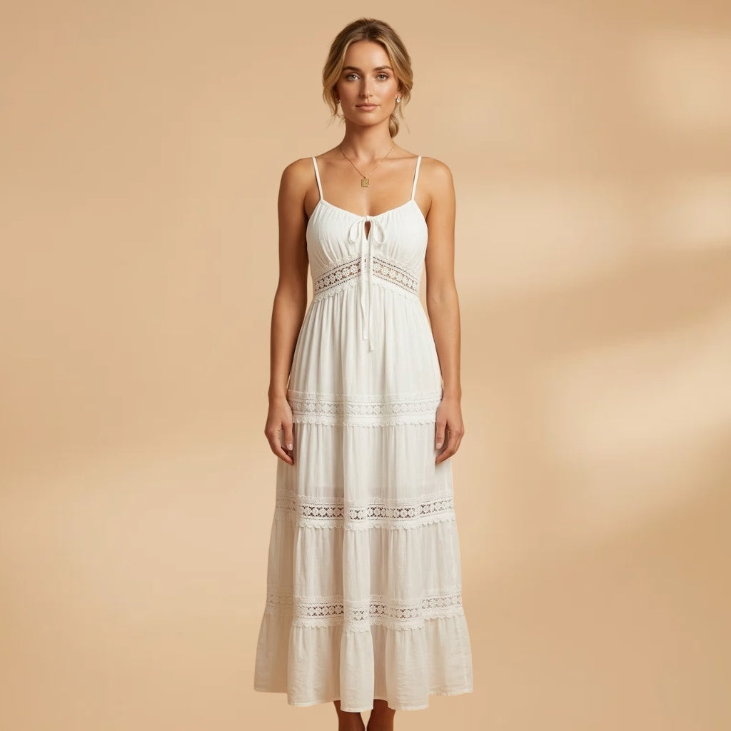 Aurora | Vestido Comprido de Verão Mulher Alças Renda