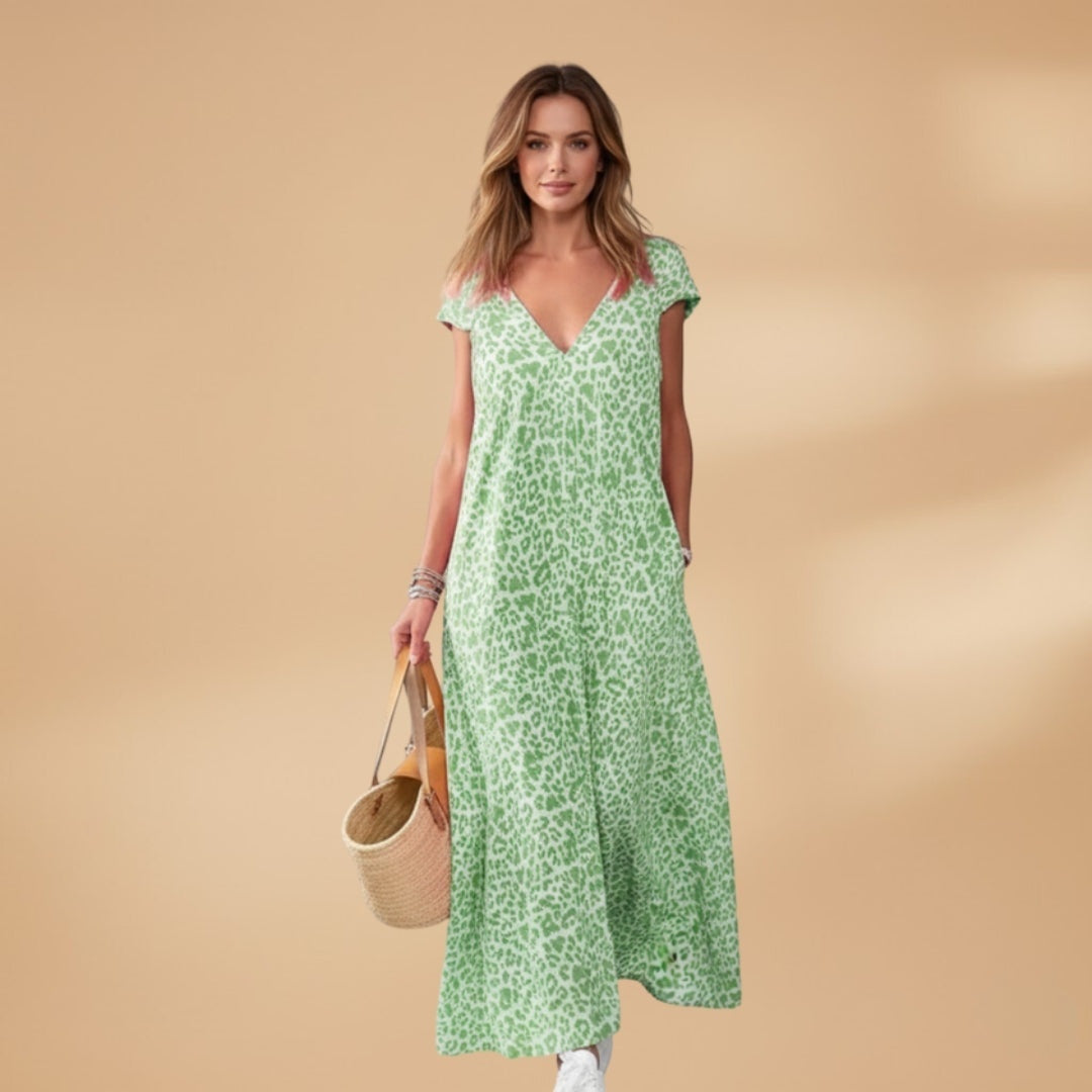 Dina | Vestido Comprido de Verão Mulher Decote V
