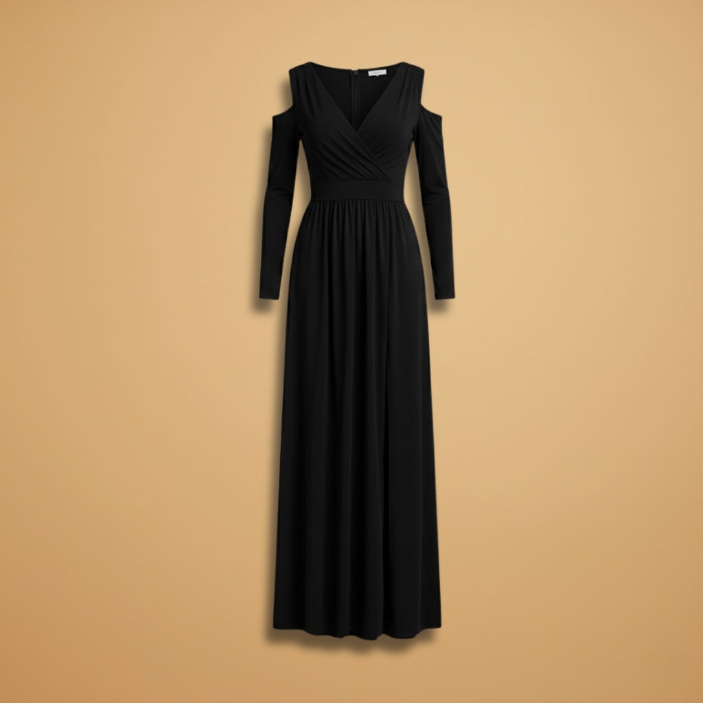 Aurora | Vestido Comprido Decote Cruzado Mulher Manga Comprida
