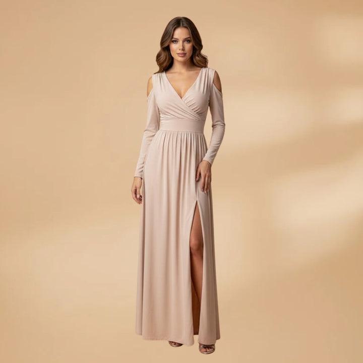Aurora | Vestido Comprido Decote Cruzado Mulher Manga Comprida