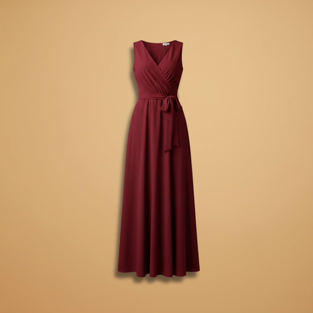 Adriana | Vestido Comprido Decote V Mulher Cinto