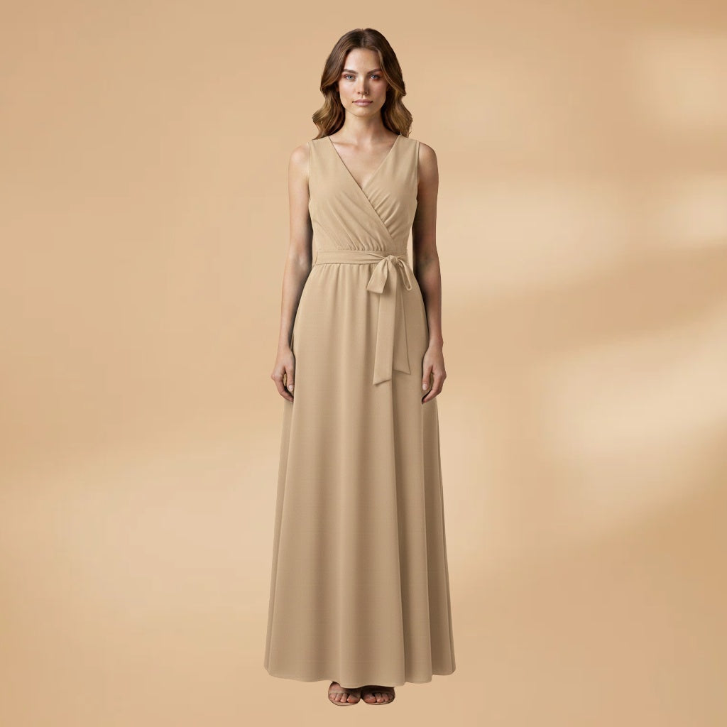 Adriana | Vestido Comprido Decote V Mulher Cinto