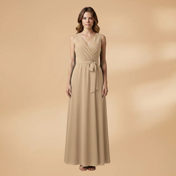 Adriana | Vestido Comprido Decote V Mulher Cinto