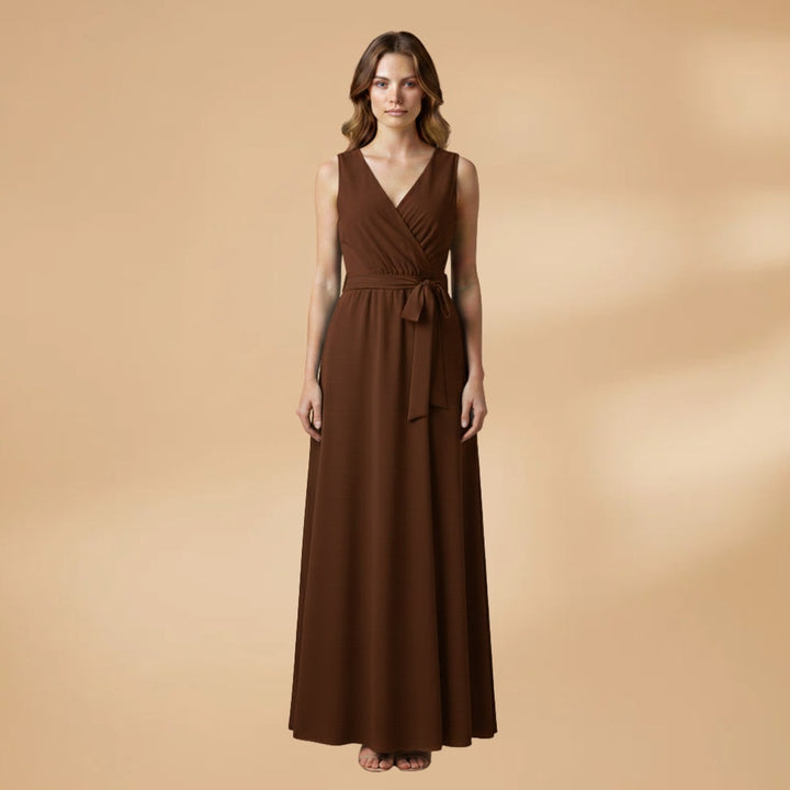 Adriana | Vestido Comprido Decote V Mulher Cinto