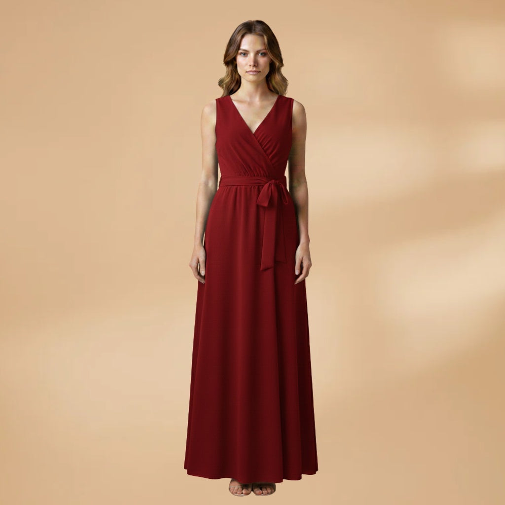 Adriana | Vestido Comprido Decote V Mulher Cinto