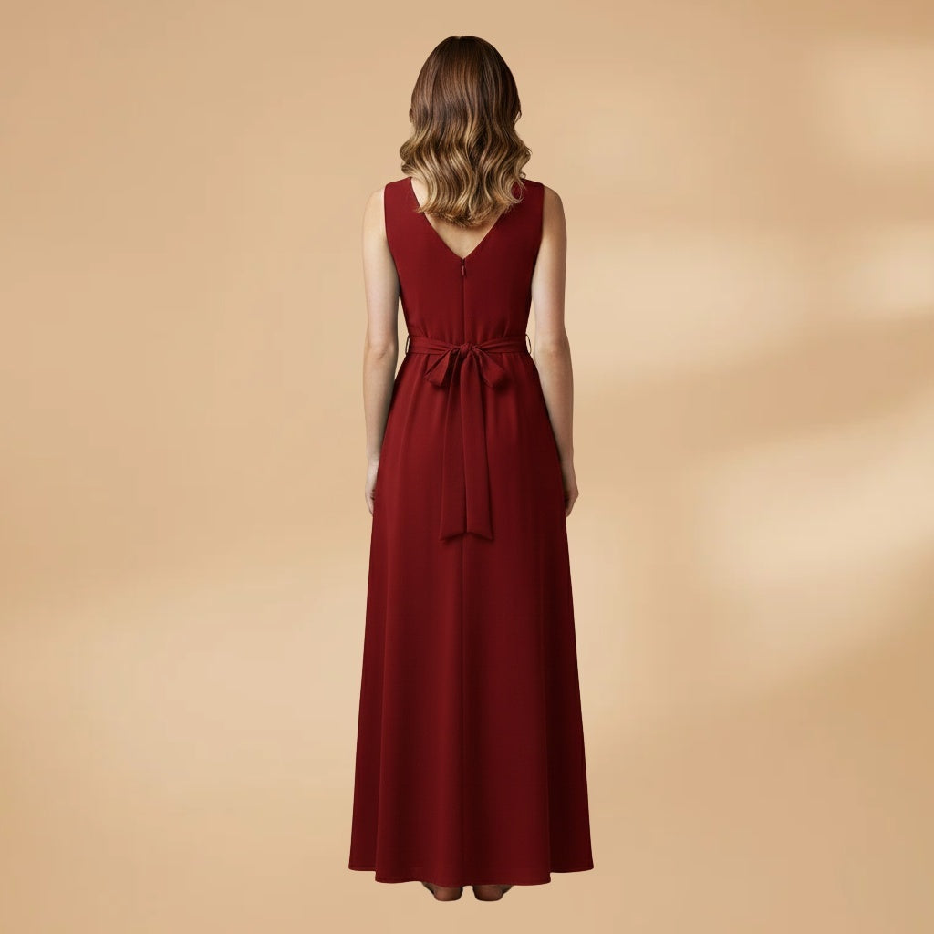 Adriana | Vestido Comprido Decote V Mulher Cinto