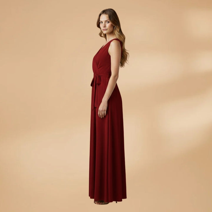 Adriana | Vestido Comprido Decote V Mulher Cinto
