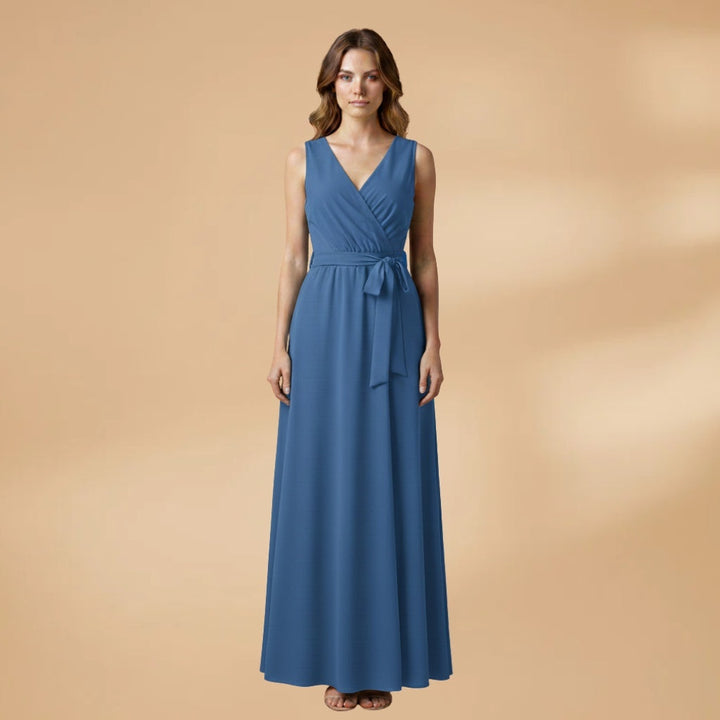 Adriana | Vestido Comprido Decote V Mulher Cinto