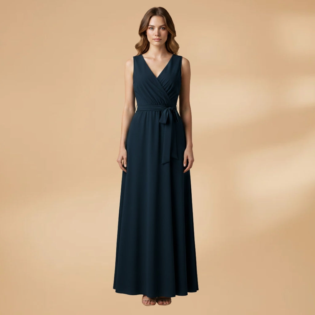 Adriana | Vestido Comprido Decote V Mulher Cinto