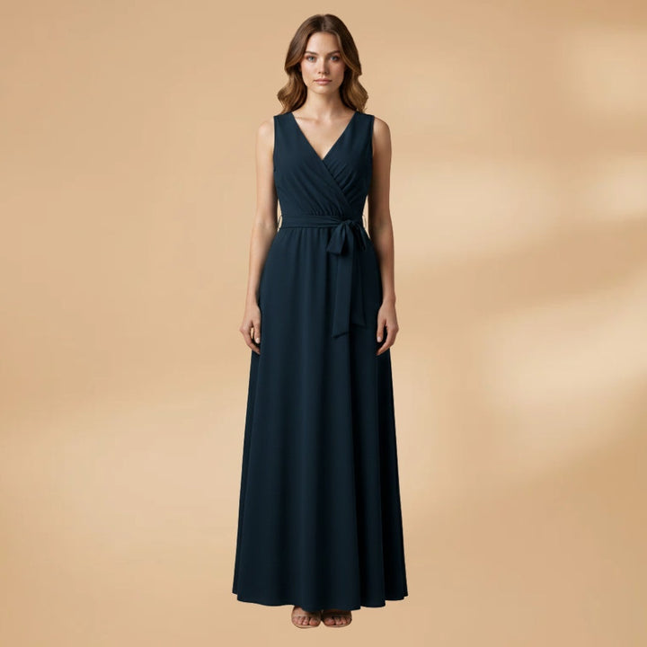 Adriana | Vestido Comprido Decote V Mulher Cinto