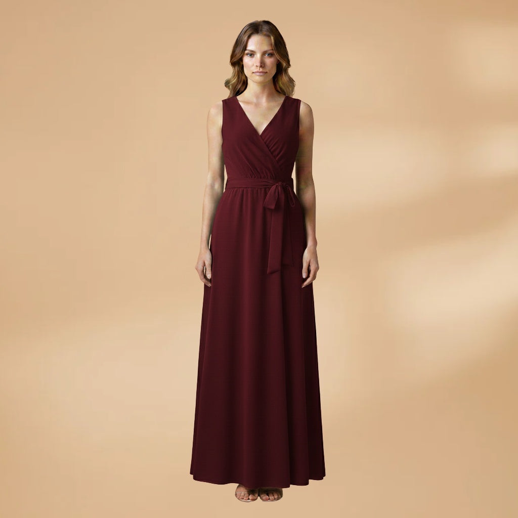 Adriana | Vestido Comprido Decote V Mulher Cinto