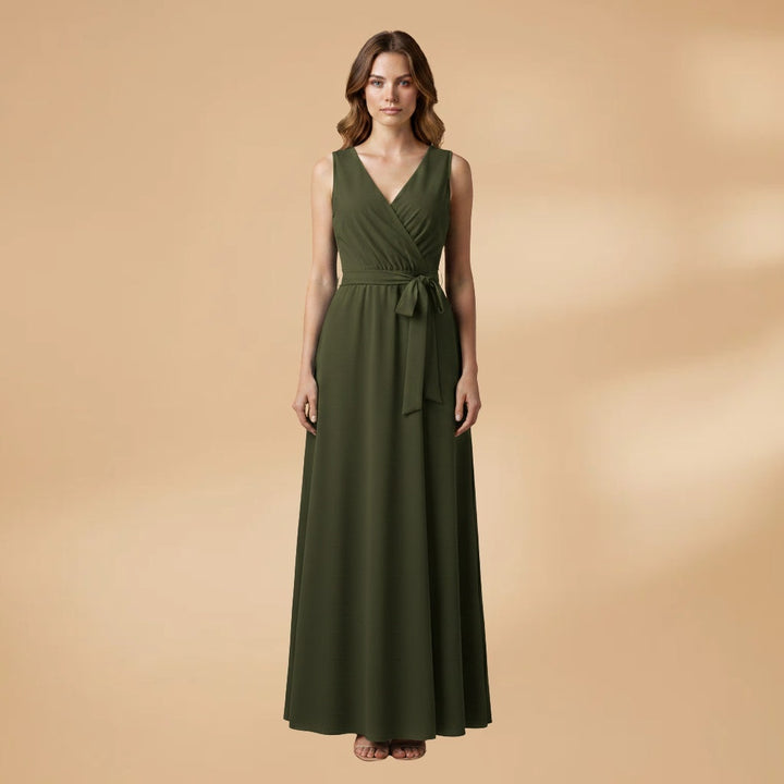 Adriana | Vestido Comprido Decote V Mulher Cinto