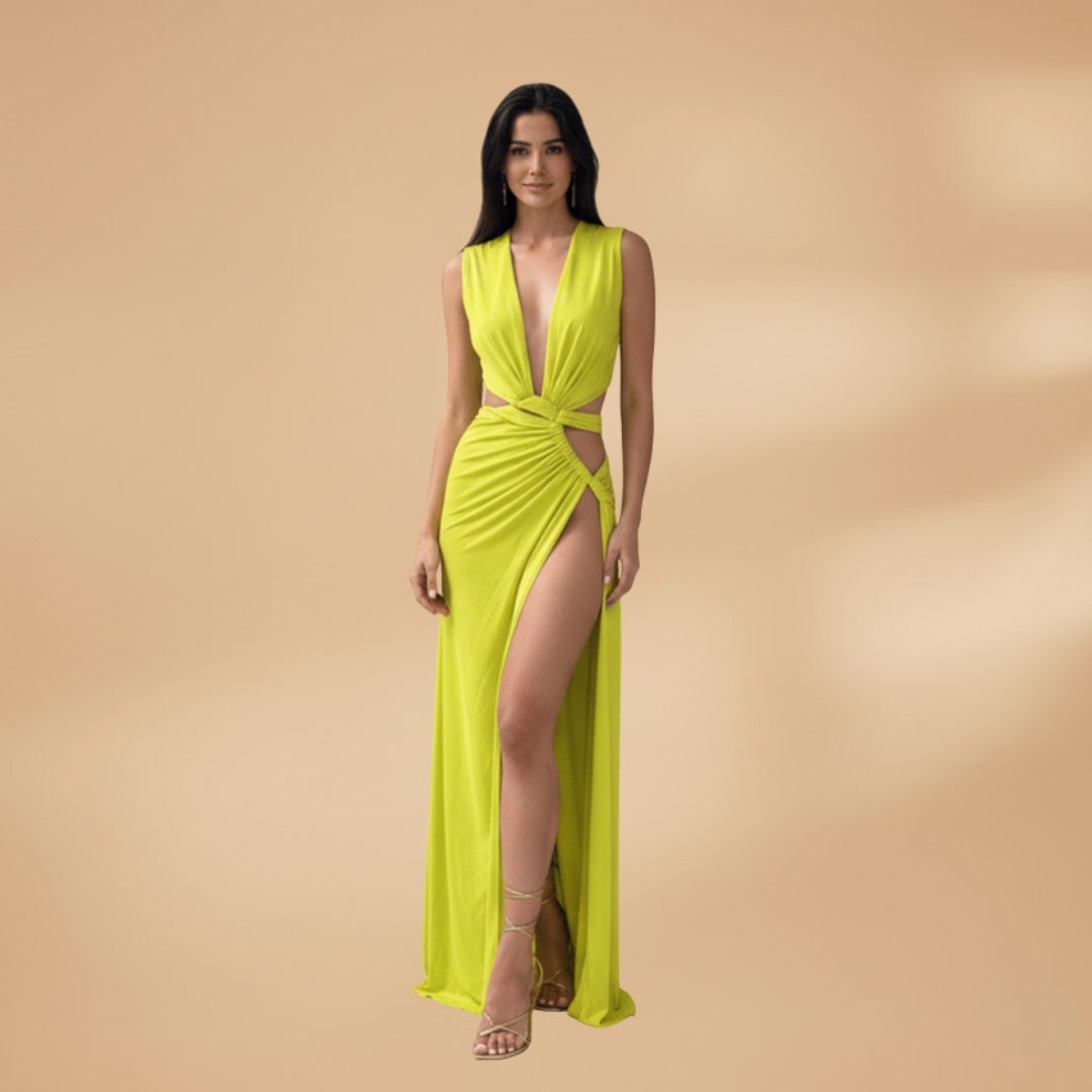 Sílvia | Vestido Comprido Decote V Mulher Drapeado
