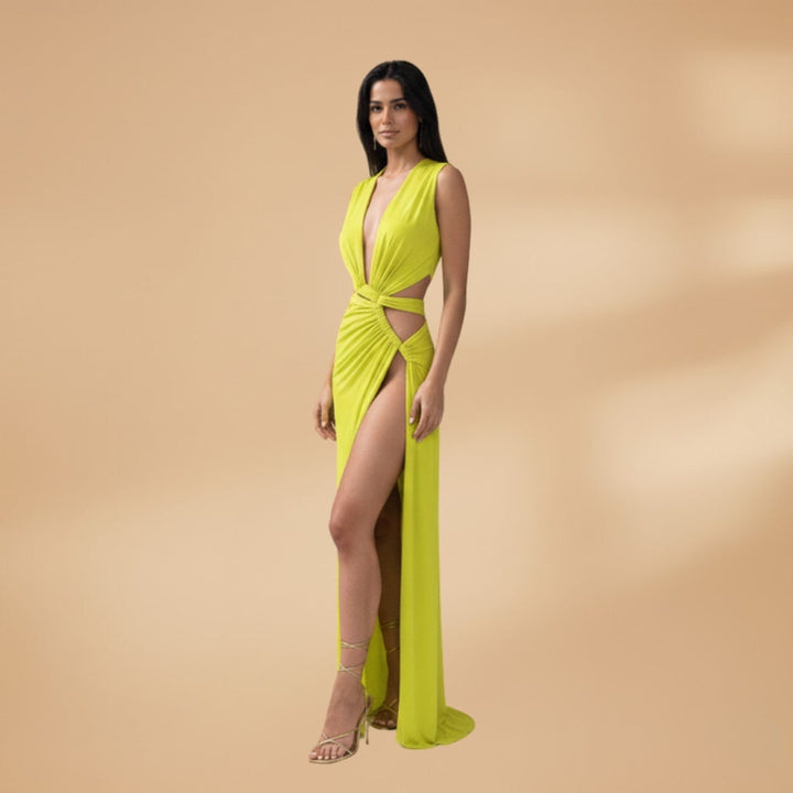 Sílvia | Vestido Comprido Decote V Mulher Drapeado