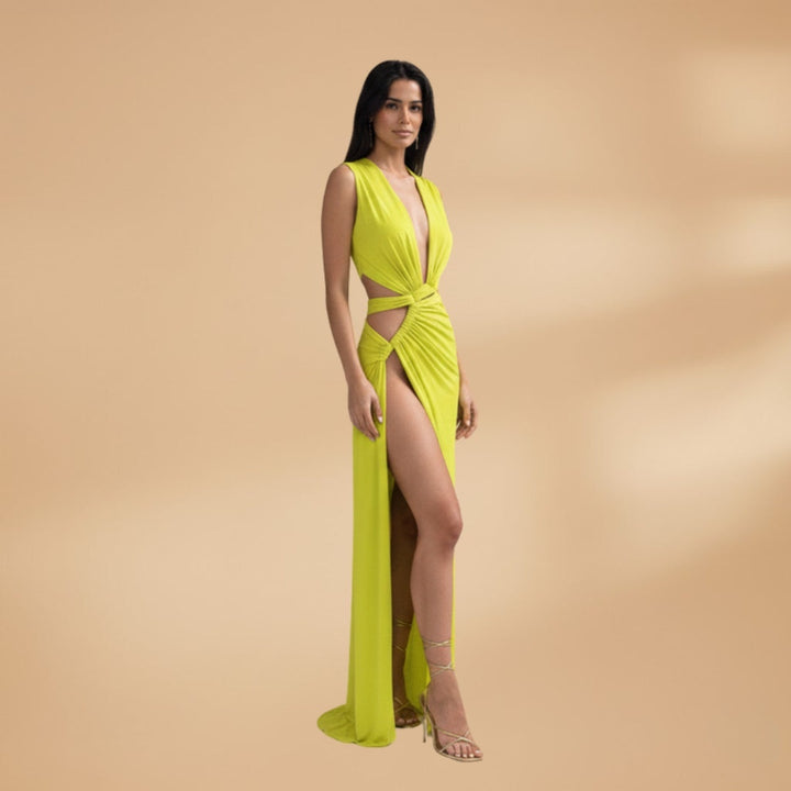 Sílvia | Vestido Comprido Decote V Mulher Drapeado