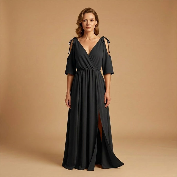 Manuela | Vestido Comprido Decote V Mulher Fenda Lateral