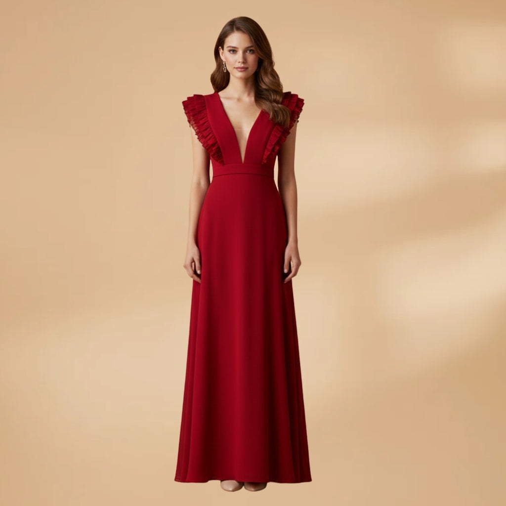 Adriana | Vestido Comprido Decote V Mulher Franzido