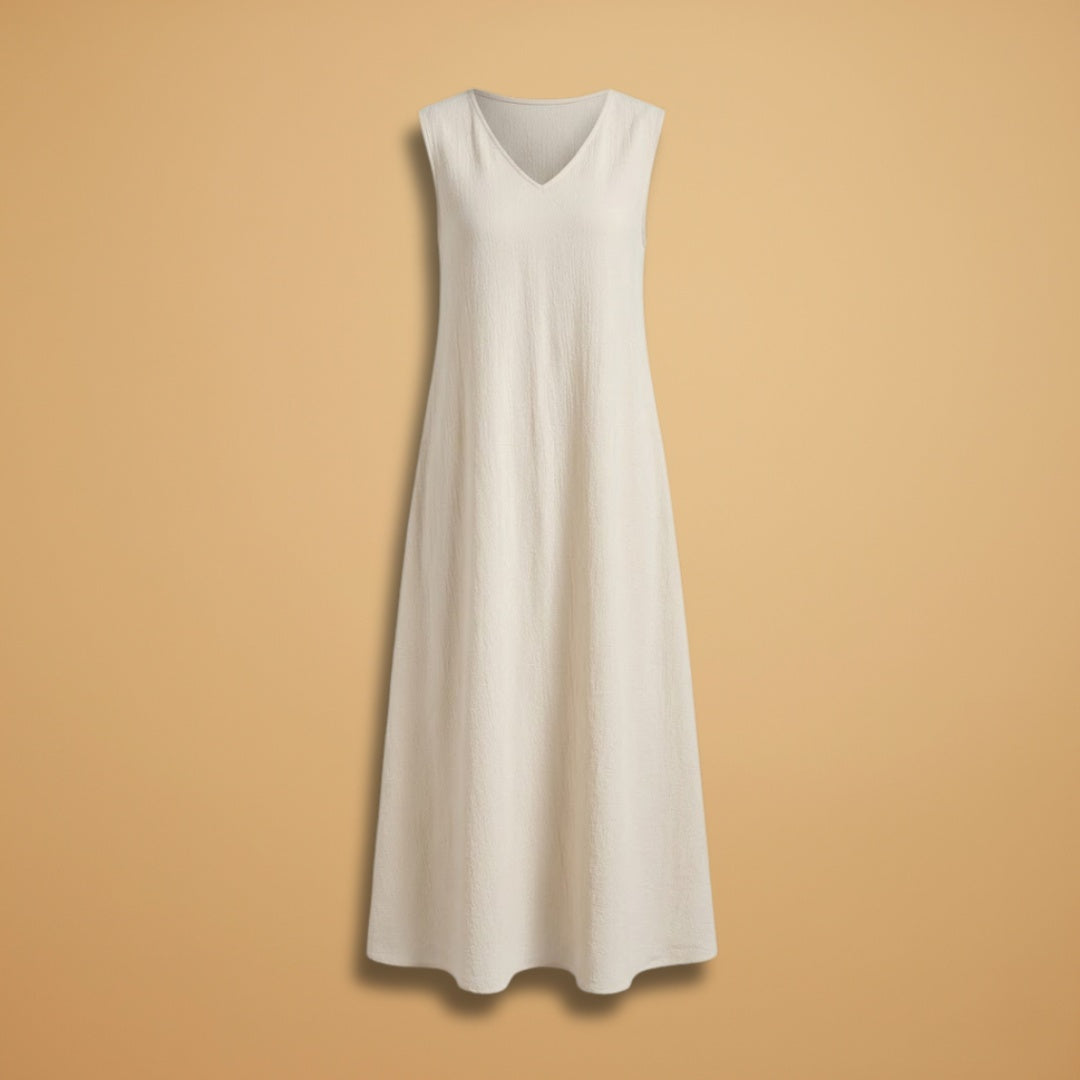 Vanessa | Vestido Comprido Decote V Mulher Sem Mangas