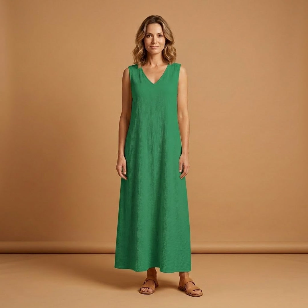 Vanessa | Vestido Comprido Decote V Mulher Sem Mangas