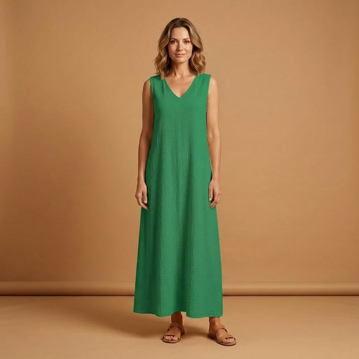 Vanessa | Vestido Comprido Decote V Mulher Sem Mangas