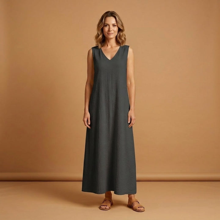 Vanessa | Vestido Comprido Decote V Mulher Sem Mangas