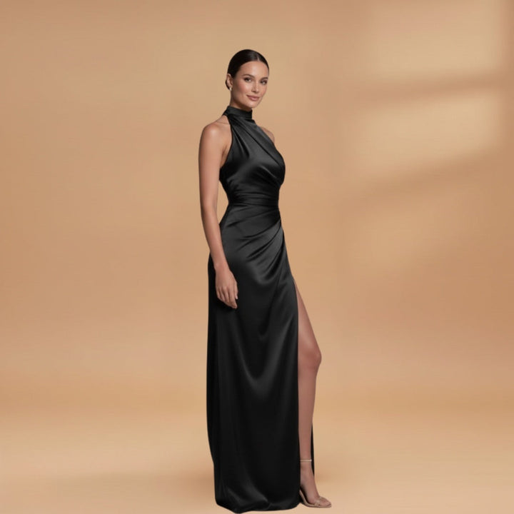 Leonor | Vestido Comprido Drapeado Mulher Decote Halter