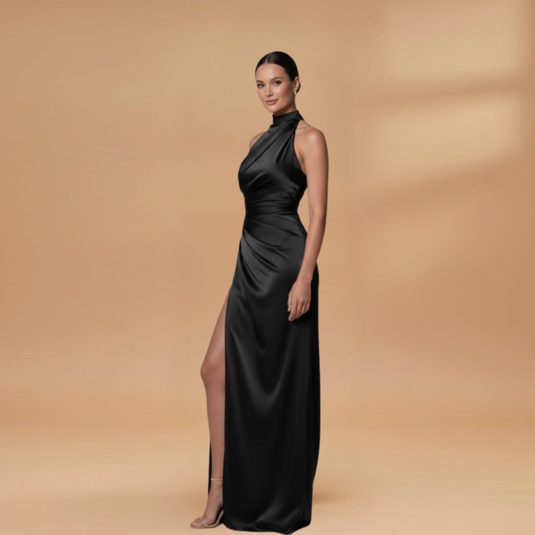 Leonor | Vestido Comprido Drapeado Mulher Decote Halter